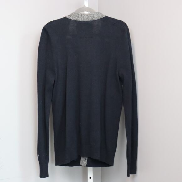 Vintage Abercrombie & Fitch Women’s Cardigan Sweater XL Navy & Gray Button Front - Picture 2 of 7